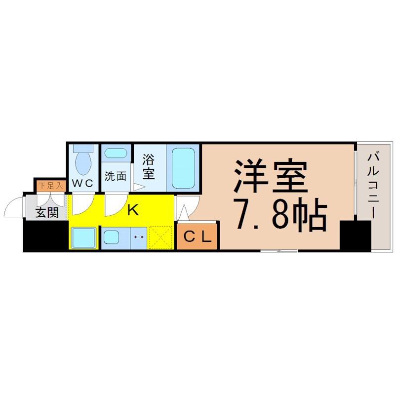 S-RESIDENCE志賀本通(1K/5階)の間取り写真