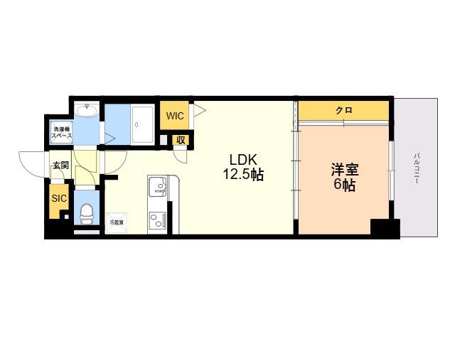 S-RESIDENCE大濠公園ACHIEVE(1LDK/6階)の間取り写真
