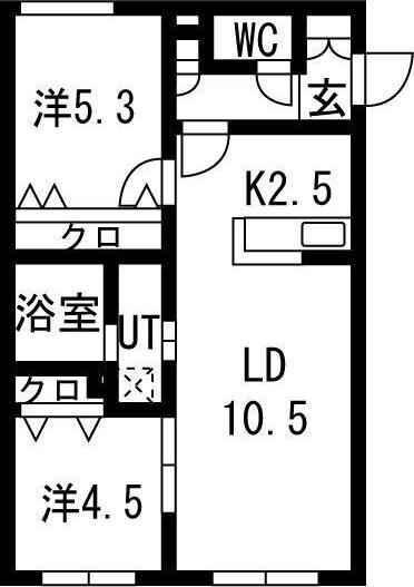 LIEN北18(2LDK/1階)の間取り写真