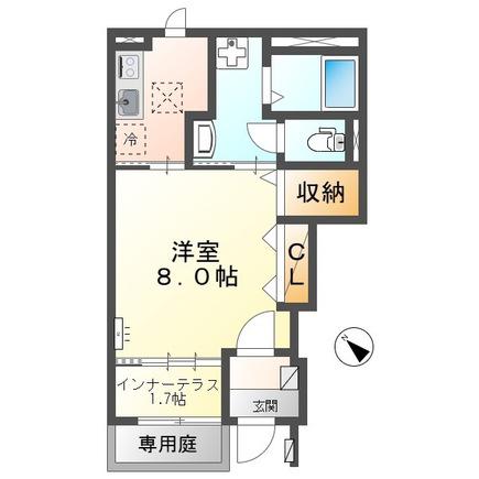 守山6丁目アパート(1K/1階)の間取り写真