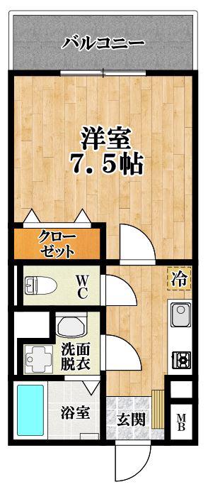 EXハイツABENO(1K/2階)の間取り写真
