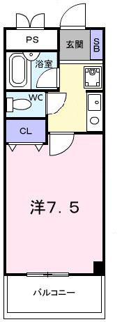 センターフィールドIII(1K/3階)の間取り写真