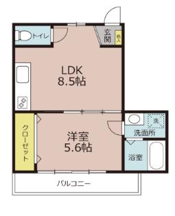 マーリエOKOSHI(1LDK/2階)の間取り写真