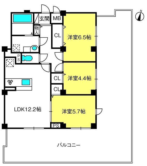 エクセレントヒルズ(3LDK/5階)の間取り写真