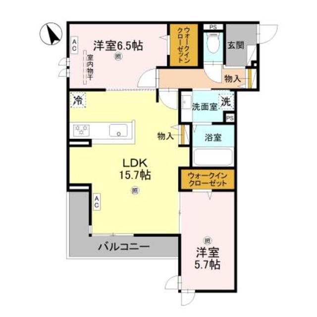 ザ・グレイスナカモズ(2LDK/2階)の間取り写真