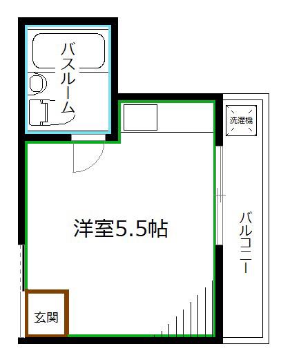 うぐい荘(ワンルーム/2階)の間取り写真