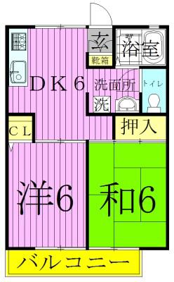サニーガーデン(2DK/2階)の間取り写真
