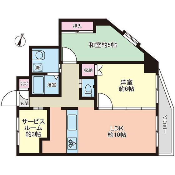 光和壱番館(2SLDK/6階)の間取り写真