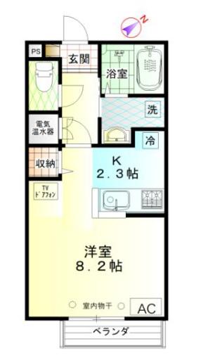 スプルース.シャンブル(1K/2階)の間取り写真