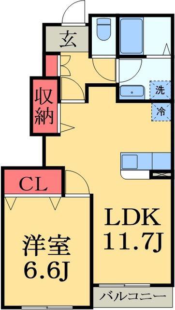 ミラドール(1LDK/1階)の間取り写真