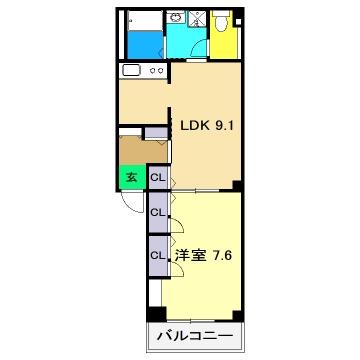 ハイツピラカンサ(1LDK/1階)の間取り写真