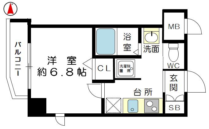 コンフォート滝川公園(1K/8階)の間取り写真
