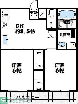 神田マンション(2DK/2階)の間取り写真