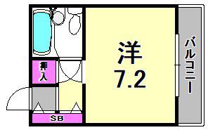サンハイム立花(ワンルーム/2階)の間取り写真