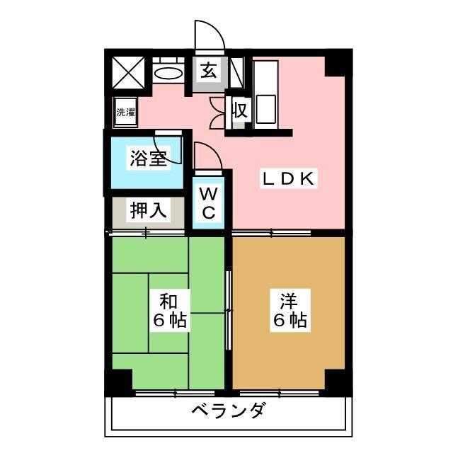 ルミエール根岸(2DK/3階)の間取り写真