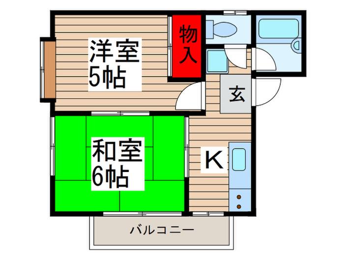 カナディアンハイツミサキ(2K/2階)の間取り写真