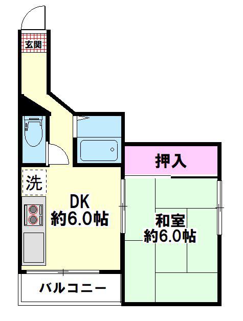 パークヒル舎人(1DK/2階)の間取り写真