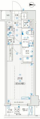TRADIS RISE 錦糸町(1K/2階)の間取り写真