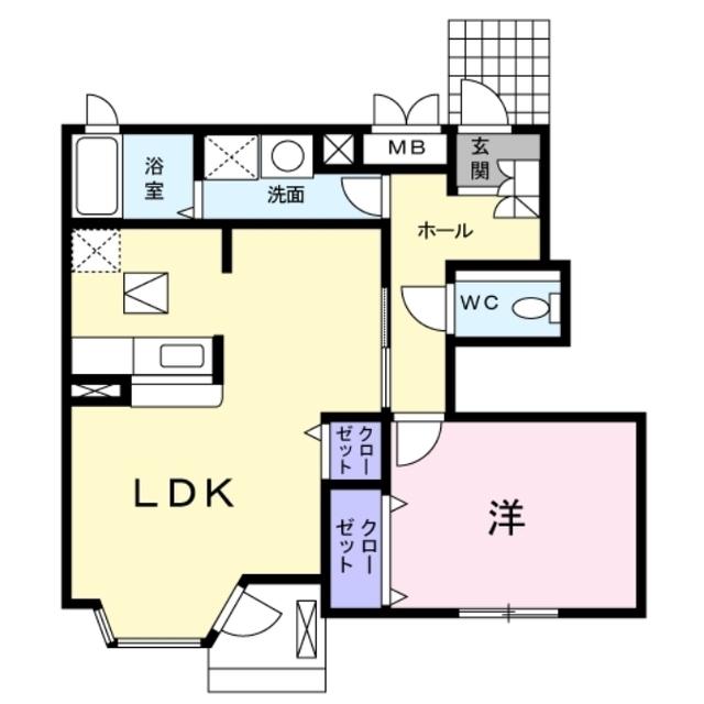 アルカンシェル(1LDK/1階)の間取り写真