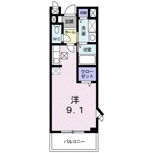 プリムローズ(ワンルーム/1階)の間取り写真