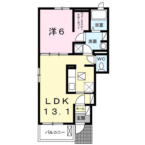 バミー・ウィステリア(1LDK/1階)の間取り写真