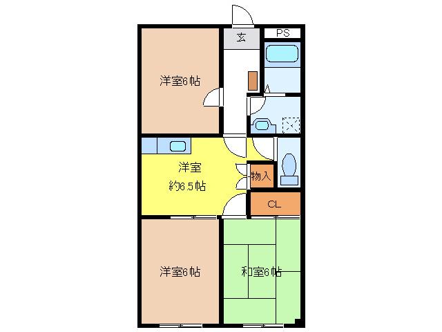 フォレストハイム21(3DK/2階)の間取り写真