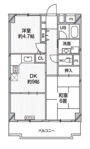 TS GARDEN 一橋学園(2DK/4階)の間取り写真