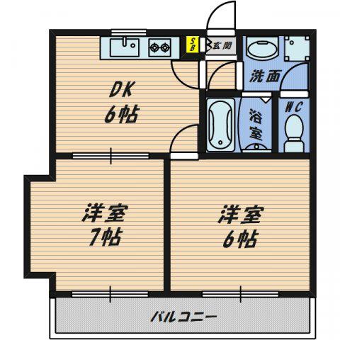 エゼ京橋(2DK/5階)の間取り写真