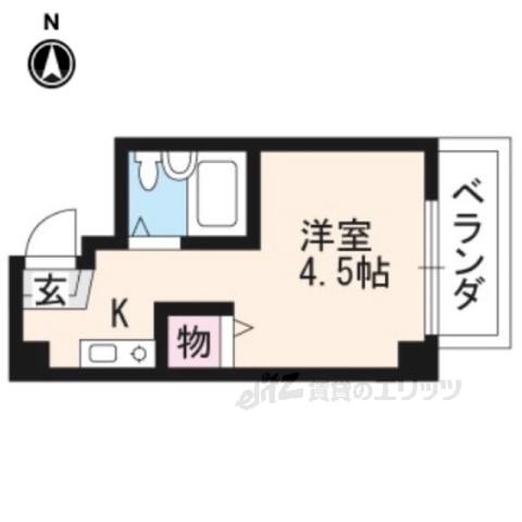 セラヴィ岩倉(1K/4階)の間取り写真