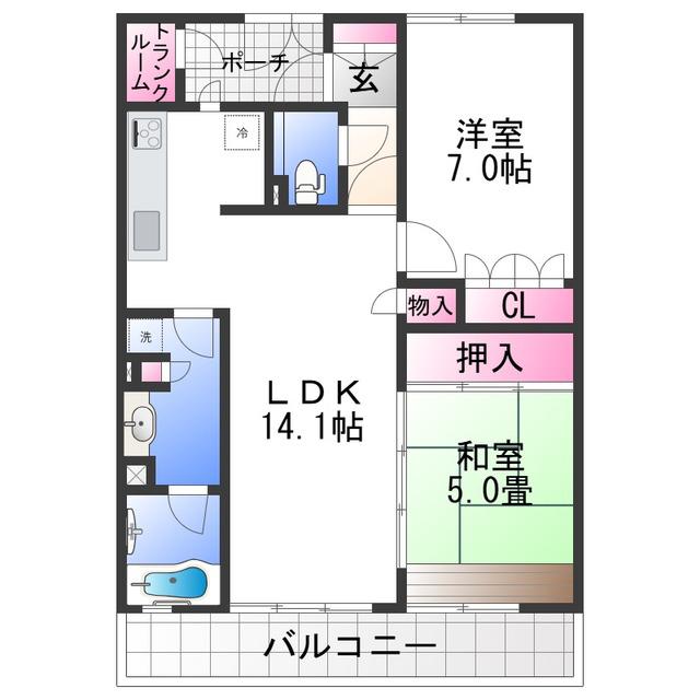 サーパス市駅前(2LDK/13階)の間取り写真