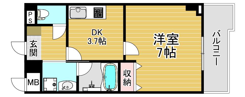 アルグラッド野田阪神(1DK/2階)の間取り写真