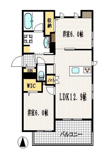 OID TERRACE(2LDK/2階)の間取り写真