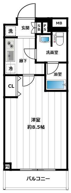 アンベリール中野鷺ノ宮(1K/3階)の間取り写真