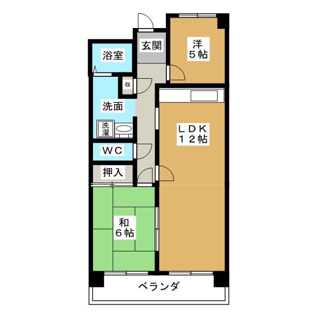 アンサンブル宮地(2LDK/9階)の間取り写真