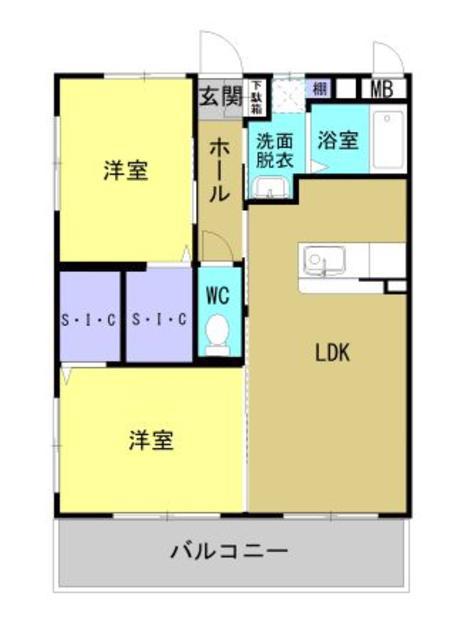 日ノ出町YMマンション(2LDK/4階)の間取り写真