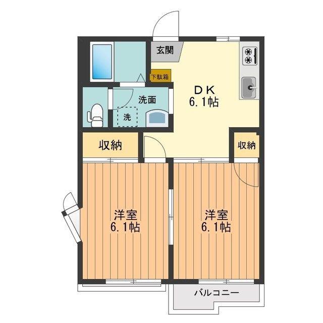 ペルテ川口(2DK/1階)の間取り写真