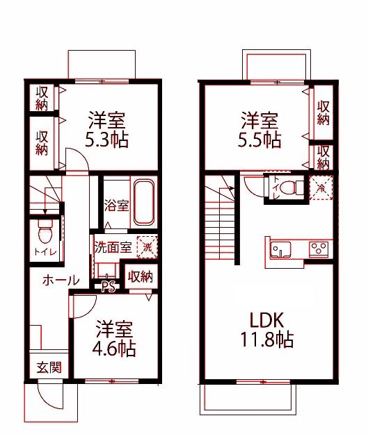 モダンテラス(2LDK/1階)の間取り写真