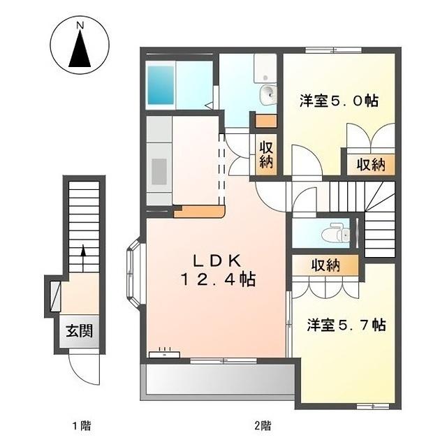 ソレイユM.T(2LDK/2階)の間取り写真