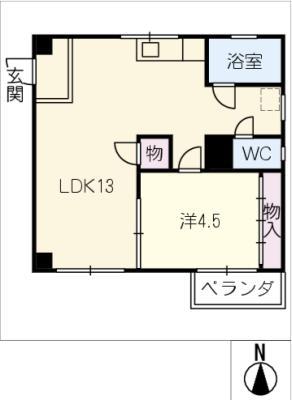 第1平松ビル(1LDK/4階)の間取り写真