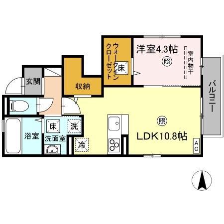 D-ROOM勅使II(1LDK/2階)の間取り写真