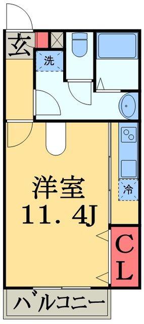 クレール・シャンブル(ワンルーム/1階)の間取り写真