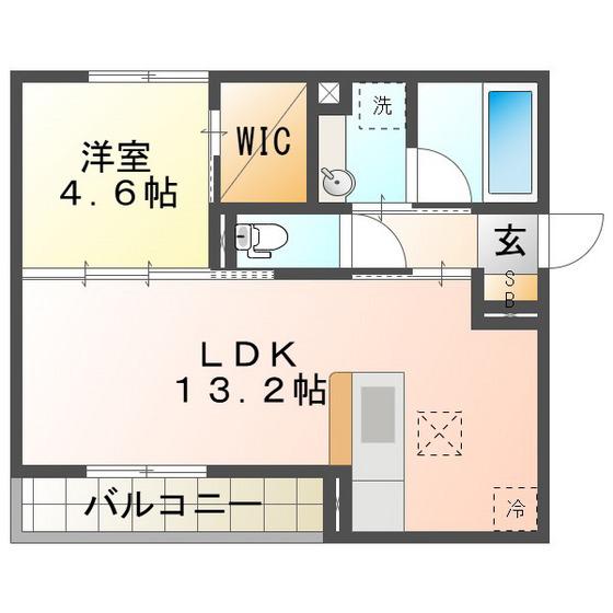アネシスVILLA赤堀(1LDK/1階)の間取り写真