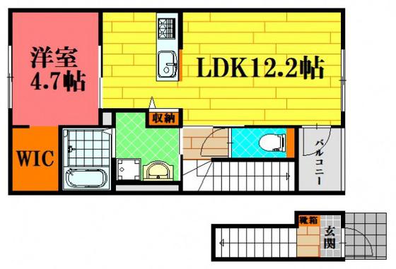 ヴィラ コンフォール(1LDK/2階)の間取り写真