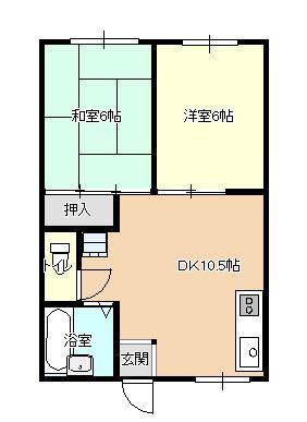 オブリガード・アイI(2DK/1階)の間取り写真