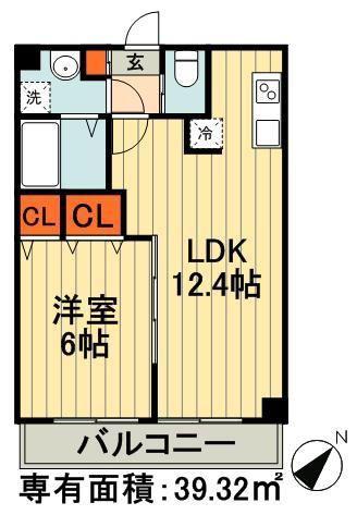 メイ アジュール登戸(1LDK/2階)の間取り写真