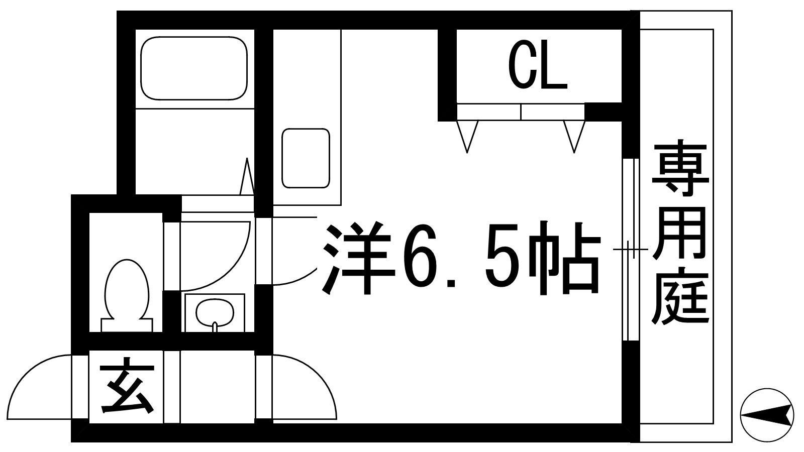 グレード山中(ワンルーム/1階)の間取り写真