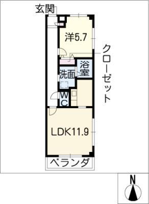 SURRY-MAマンション(1LDK/3階)の間取り写真
