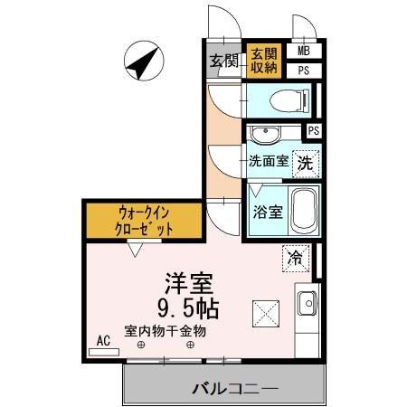 セジュール フェリオ(ワンルーム/1階)の間取り写真