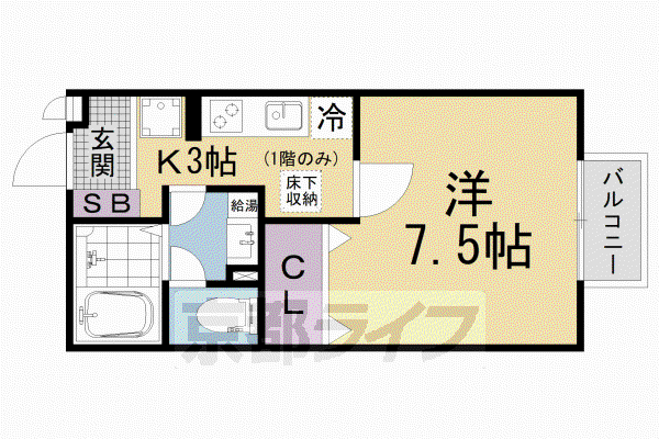 メルベーユFII(1K/1階)の間取り写真