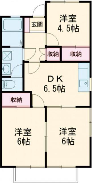 ウィングコート向山B(3DK/2階)の間取り写真